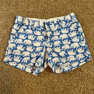 Lilly Pulitzer Blue and White Shorts with Elephant Print